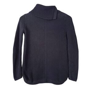 Talbots Sweater Turtleneck Chunky Rib Knit Navy Blue Size P Petite XS